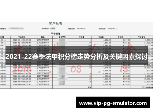 2021-22赛季法甲积分榜走势分析及关键因素探讨